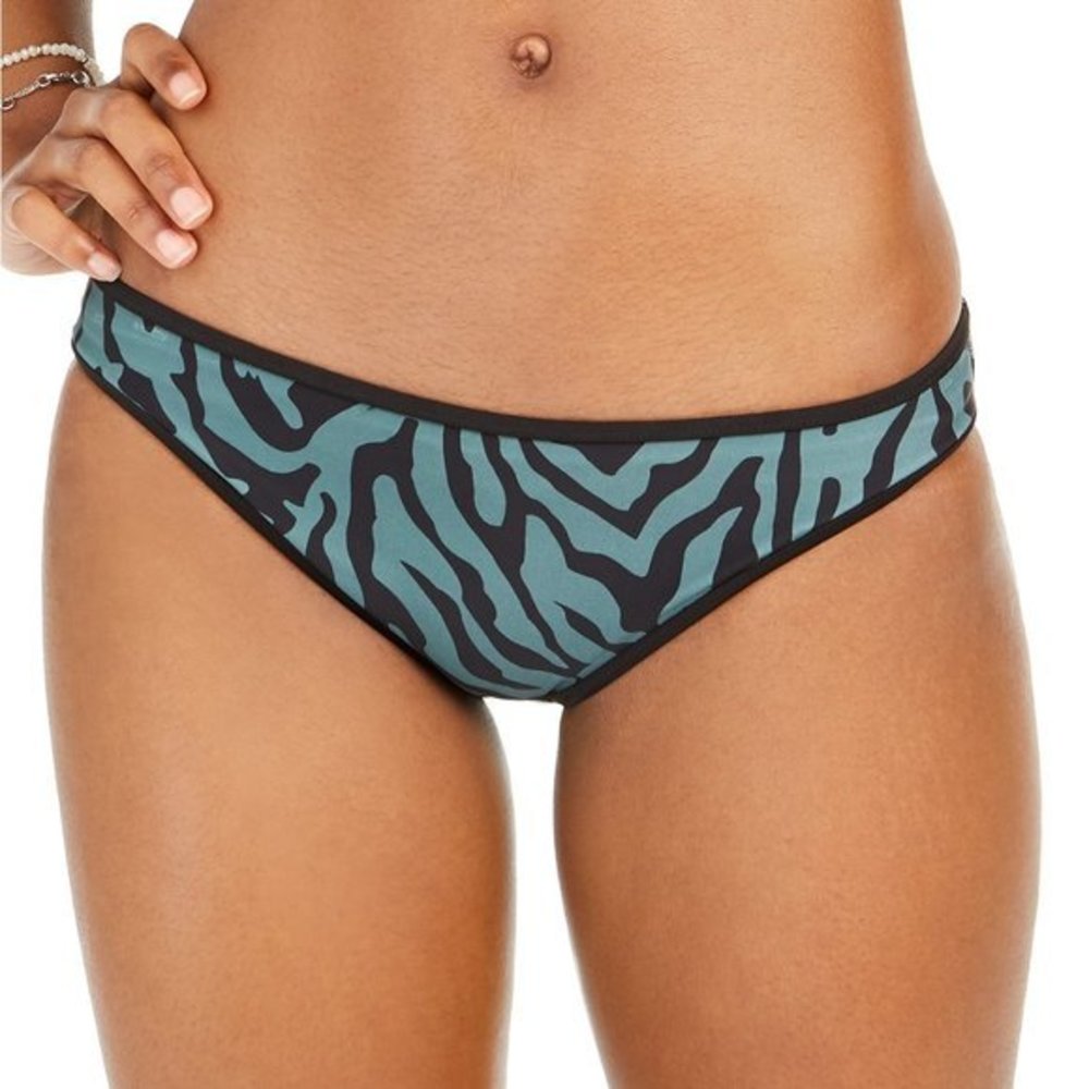 Bar III Zebra Print Reversible‎ Hipster Bottom Safari Sage Green Black L